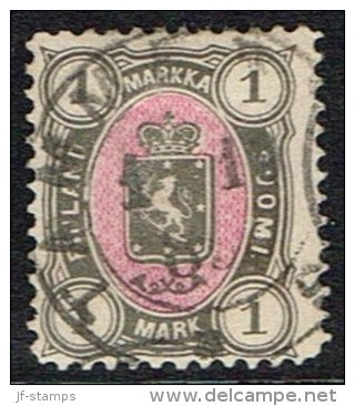 1889. Coat Of Arms. "Three-numbered". Perf. 12½. 1 Mk. Browngrey/aniline-rose. (Michel: 32Aa) - JF157286 - Ongebruikt