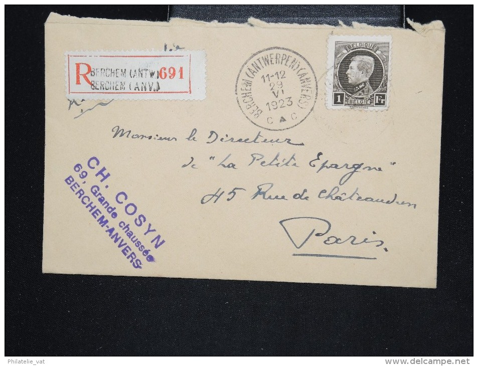 BELGIQUE - Enveloppe En Recommandée Pour La France En 1923 -  A Voir - Lot P12695 - Briefe U. Dokumente