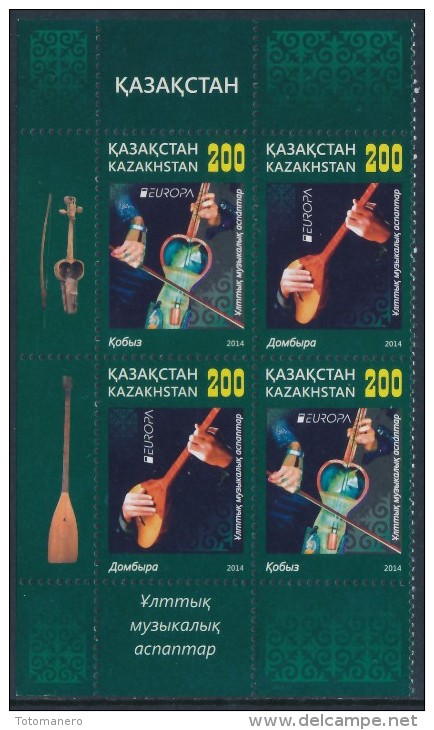 KAZAKHSTAN/Kasachstan  EUROPA 2014 National Musical Instruments Set Of 2v**horizontal.& Vertical Pairs - 2014