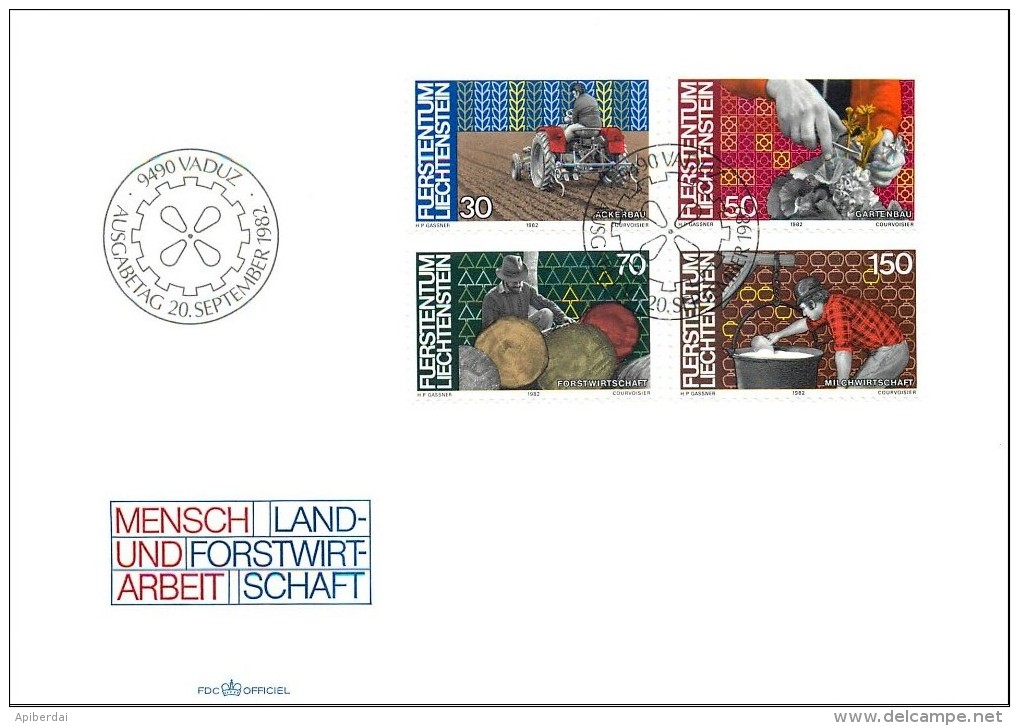 Liechtenstein - 1982 L'homme Et Son Travail  FDC - Lettres & Documents