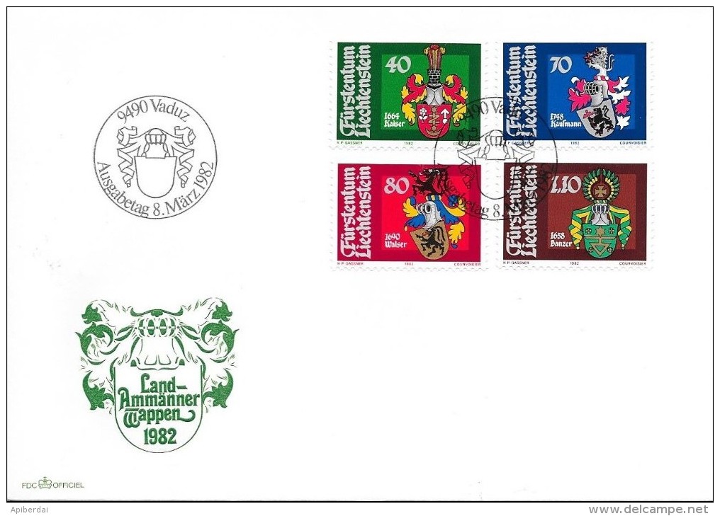 Liechtenstein - 1982 Blasons Des Baillis FDC - Brieven En Documenten