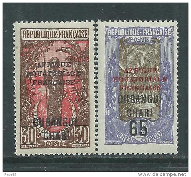 Oubangui N° 64 + 67  XX Timbres Surchargés : Les 2 Valeurs Sans  Charnière, TB - Neufs