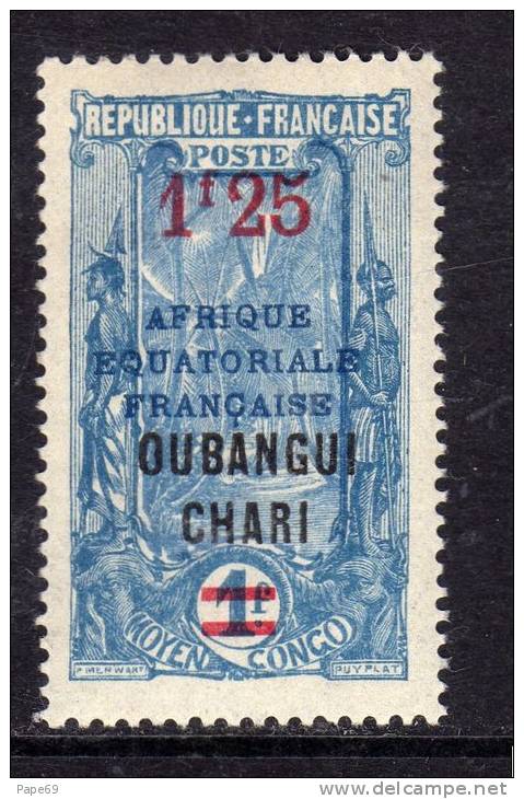 Oubangui N° 70 X  1.25 Sur 1 F. Bleu Et Outremer, Trace De Charnière Sinon TB - Other & Unclassified