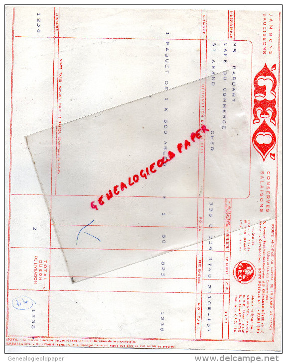 93 - KREMLIN BICETRE - PARIS- FACTURE JAMBONS SAUCISSONS GEO- 77 AV VAILLANT COUTURIER- 1957 - Alimentaire
