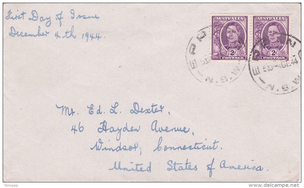 Australia 1944 King George VI 2d Violet FDC - Omslagen Van Eerste Dagen (FDC)