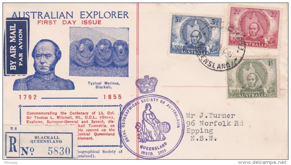 Australia 1946 Mitchell Registered FDC - FDC