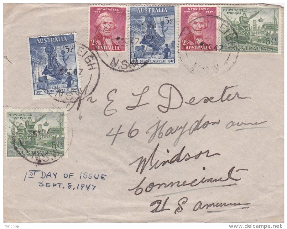 Australia 1947 150th Anniversary Of Newcastle FDC Sent To USA - Sobre Primer Día (FDC)