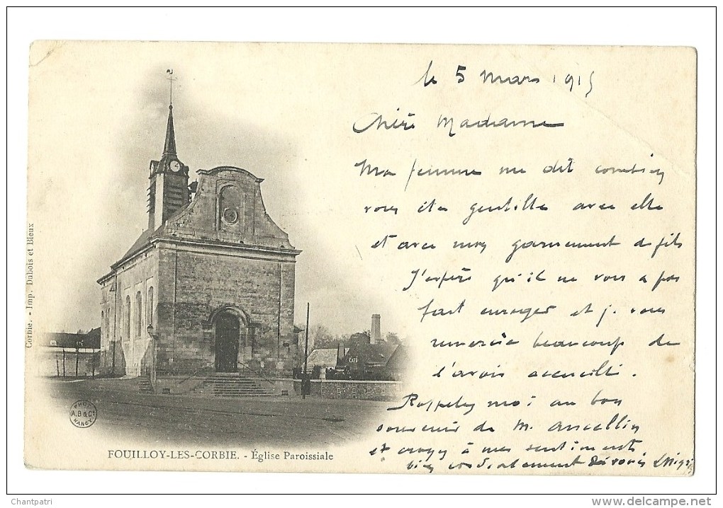 Fouilloy Les Corbie - Eglise Paroissiale - Tampon Militaire - Other & Unclassified