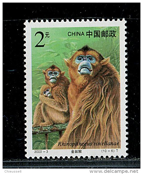 (cl. 2 - P.5) Chine ** N° 3778 (ref. Michel Au Dos) Singes    - - Oblitérés