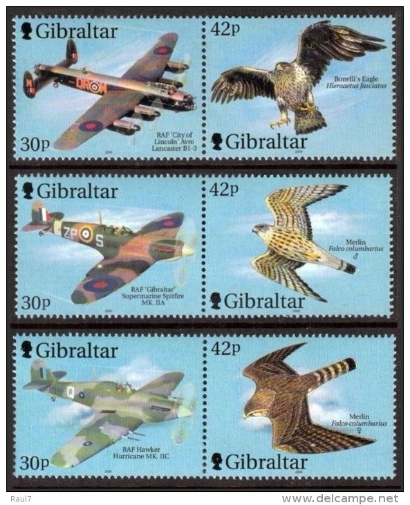 GIBRALTAR 2000 - Avions De Combat De La Royal Navy, Oiseaux De Proie - 6 Val Neufs // Mnh - Gibraltar