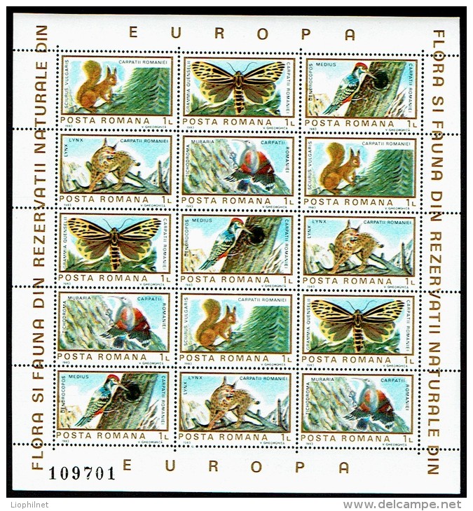 ROUMANIE ROMANA 1983, FAUNE ET FLORE EUROPEENNE, 2 Feuillets De 3 Séries De 10 Valeurs, Neufs / Mint. R112. - Full Sheets & Multiples