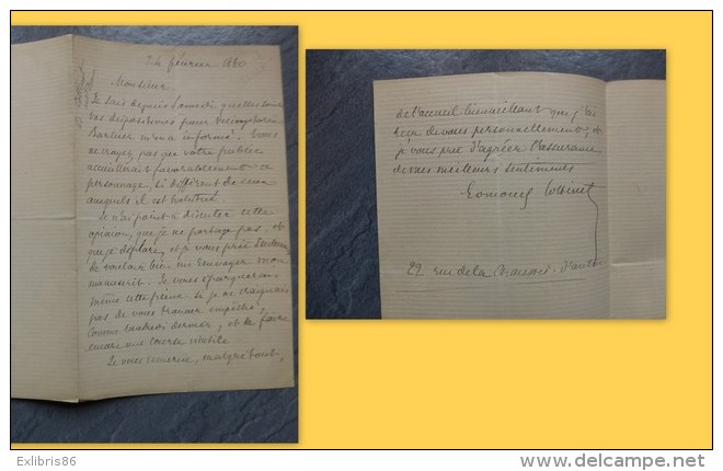 Edmond-Clair COTTINET  Lettre Autographe1880, Fondateur COLONIES De Vacances, Vercingétorix ; Ref 401 V02 - Other & Unclassified