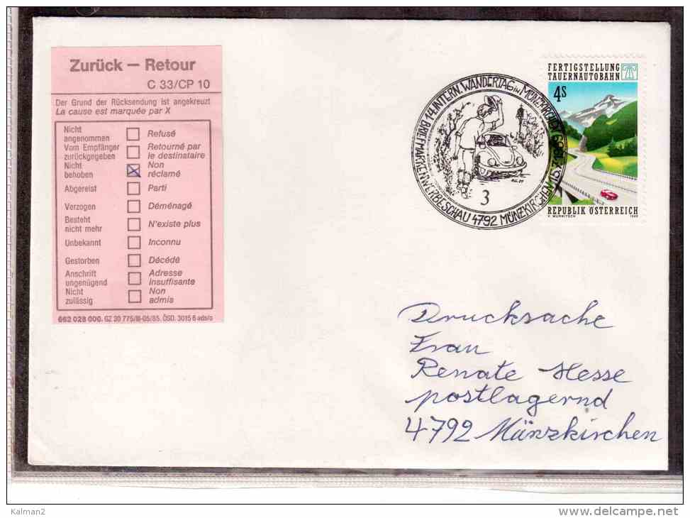 DE1278    -  AUSTRIA POSTAL HISTORY   /   14. INTERN. WANDERTAG    /   MUENZKIRCHEN  15.7.1989 - Sonstige & Ohne Zuordnung