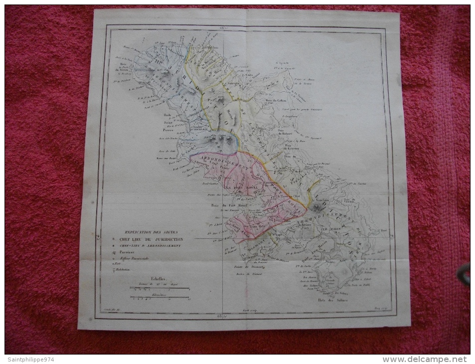 Martinique : Carte Géographique De 1833 Par Felix Lallement (Pourrat Editeurs). Dimensions : 26 X 26,4 Cm. - Cartes Géographiques