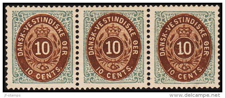 1876-1879. Bi-coloured. 10 C. Blue/dark Brown. Normal Frame. Perf. 14x13½. 6th Print. 3... (Michel: 11 Ic) - JF180597 - Dänisch-Westindien