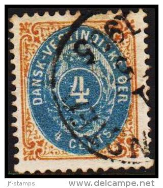 1896-1906. Bi-coloured. 4 C. Blue/brown. Normal Frame. Perf. 12 3/4. 3. Print. (Michel: 18 I) - JF180559 - Danish West Indies