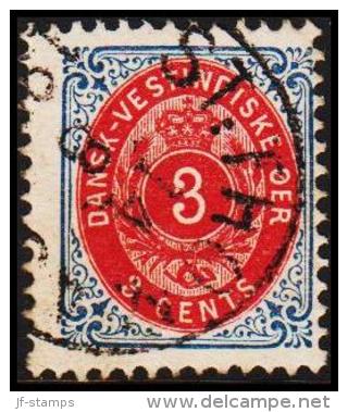 1896-1906. Bi-coloured. 3 C. Blue/red. Inverted Frame. Perf. 12 3/4. (Michel: 17 II) - JF180511 - Deens West-Indië