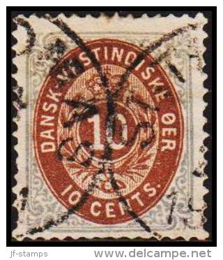 1876-1879. Bi-coloured. 10 C. Dark Light Pearl-grey/light Brown.  Normal Frame. Perf. 1... (Michel: 11 Ib) - JF180585 - Dänisch-Westindien