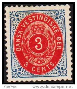 1896-1906. Bi-coloured. 3 C. Blue/red. Inverted Frame. Perf. 12 3/4. (Michel: 17 II) - JF180518 - Deens West-Indië