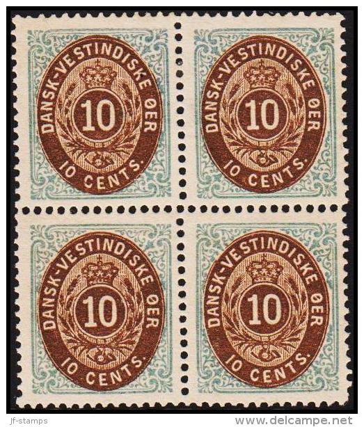 1876-1879. Bi-coloured. 10 C. Blue/dark Brown. Normal Frame. Perf. 14x13½. 6th Print. 4... (Michel: 11 Ic) - JF180598 - Deens West-Indië