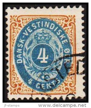 1896-1906. Bi-coloured. 4 C. Blue/brown. Normal Frame. Perf. 12 3/4. Pos 23 Or 75. (Michel: 18 I) - JF180566 - Dänisch-Westindien