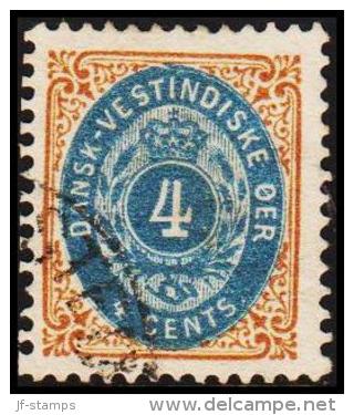 1896-1906. Bi-coloured. 4 C. Blue/brown. Normal Frame. Perf. 12 3/4. Pos 23 Or 75. (Michel: 18 I) - JF180568 - Danish West Indies