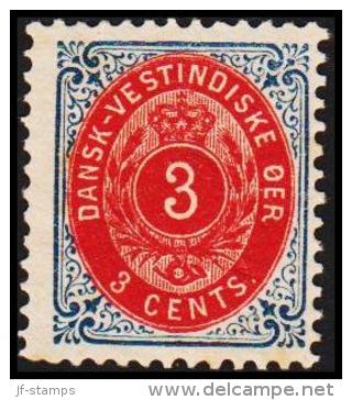 1896-1906. Bi-coloured. 3 C. Blue/red. Inverted Frame. Perf. 12 3/4. (Michel: 17 II) - JF180510 - Deens West-Indië