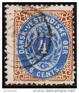 1873-1874. Bi-coloured. 4 C. Brown/ultramarine. First Print. Normal Frame. Perf. 14x13½... (Michel: 7 Ia) - JF180546 - Deens West-Indië