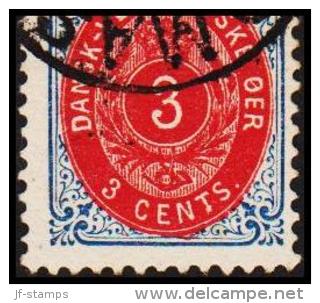 1896-1906. Bi-coloured. 3 C. Blue/red. Inverted Frame. Perf. 12 3/4. (Michel: 17 II) - JF180520 - Danish West Indies