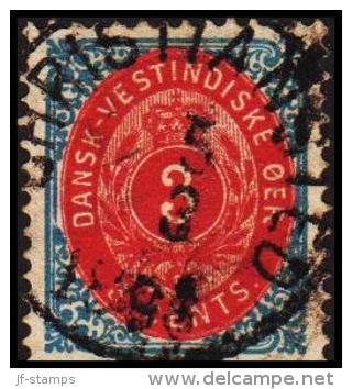 1873-1874. Bi-coloured. 3 C. Blue/red. Inverted Frame. Perf. 14x13½. CHRISTIANSTED 5 3 ... (Michel: 6 IIb) - JF180500 - Deens West-Indië