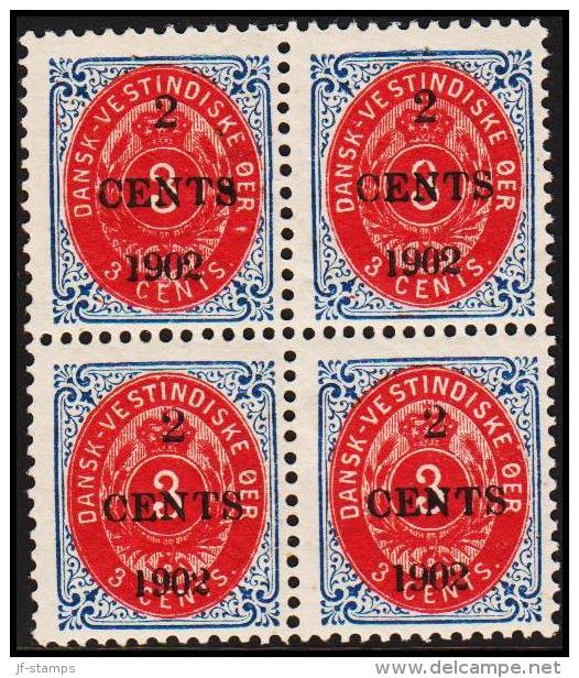 1902. Surcharge. Local, Black Surcharge. 2 CENTS 1902 On 3 C. Blue/red. Inverted Frame.... (Michel: 23 AII) - JF180525 - Danish West Indies