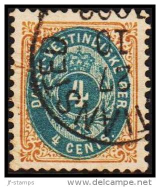1896-1906. Bi-coloured. 4 C. Blue/brown. Normal Frame. Perf. 12 3/4. 3. Print. (Michel: 18 I) - JF180558 - Dänisch-Westindien
