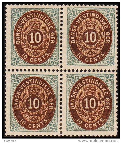 1876-1879. Bi-coloured. 10 C. Blue/dark Brown. Normal Frame. Perf. 14x13½. 6th Print. P... (Michel: 11 Ic) - JF180592 - Dänisch-Westindien