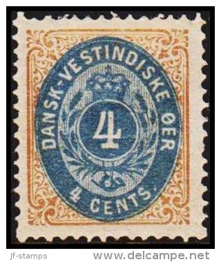 1873-1874. Bi-coloured. 4 C. Brown/blue. Normal Frame. Perf. 14x13½. 2. Print. (Michel: 7 Ib) - JF180550 - Danish West Indies