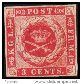 1866. 3 C. Carmine-rose, Burlage C Or D. Pl. 2 Pos 70. (Michel: 2) - JF180413 - Danish West Indies