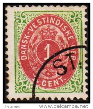 1896-1906. Bi-coloured. 1 Cent Green/red. Inverted Frame. Perf. 12 3/4. (Michel: 16 II) - JF180469 - Deens West-Indië