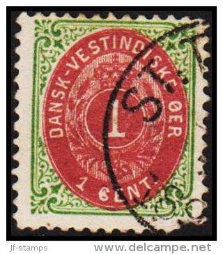 1896-1906. Bi-coloured. 1 Cent Green/red. Inverted Frame. Perf. 12 3/4. Pos 82. Defektive. (Michel: 16 II) - JF180471 - Dänisch-Westindien