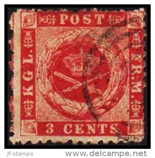 1872. 3 C. Carmine-rose. Lineperf. 12½. Private Perforation At Left.  (Michel: 3 A) - JF180419 - Danish West Indies