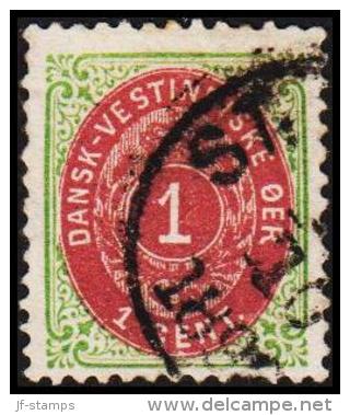 1896-1906. Bi-coloured. 1 Cent Green/red. Inverted Frame. Perf. 12 3/4. (Michel: 16 II) - JF180470 - Deens West-Indië