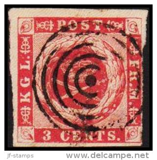 1866. 3 C. Carmine-rose, Burlage C Or D. Pl. 2 Pos 6. (Michel: 2) - JF180406 - Dänisch-Westindien