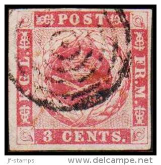 1866. 3 C. Carmine-rose, Burlage C Or D. (Michel: 2) - JF180394 - Danish West Indies