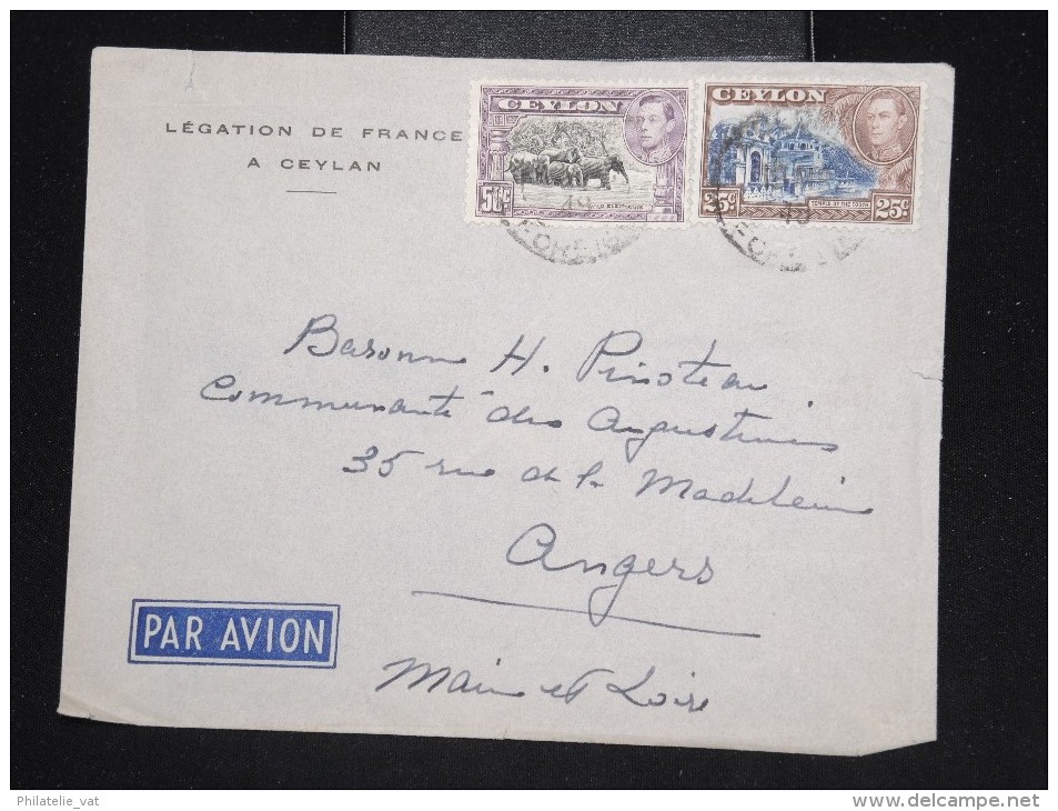 CEYLAN - Enveloppe De La Légation De France En 1949 Pour La France - A Voir - Lot P12796 - Ceylon (...-1947)