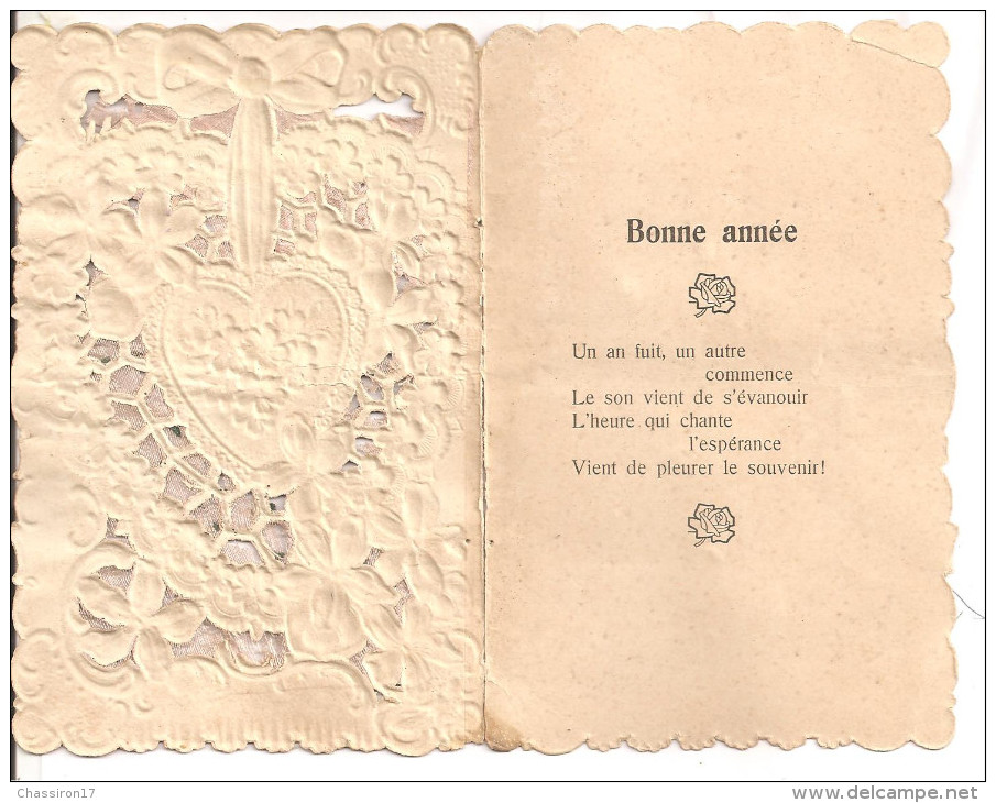 BONNE  ANNEE  -  Carte Carnet  Coeurs , Violettes, Myosotis - New Year