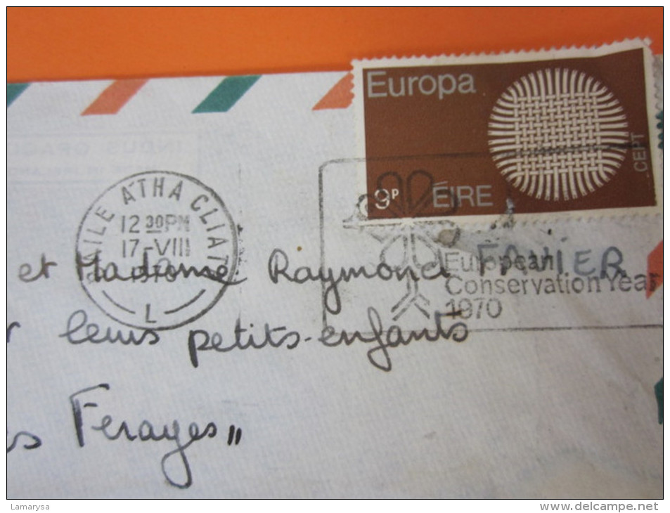 EIRE IRLANDE >AIR MAIL  AFF. TIMBRE EUROPA SEUL SUR LETTRE  SAILE ATHA CLIATE > Pr SAUMANES PAR L'ISLE SUR SORGUES - Cartas & Documentos