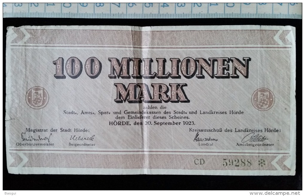 Billet, Allemagne, 100 Millionen Mark 1923 - 100 Mio. Mark