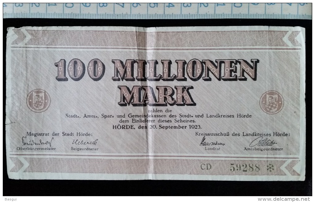 Billet, Allemagne, 100 Millionen Mark 1923 - 100 Miljoen Mark