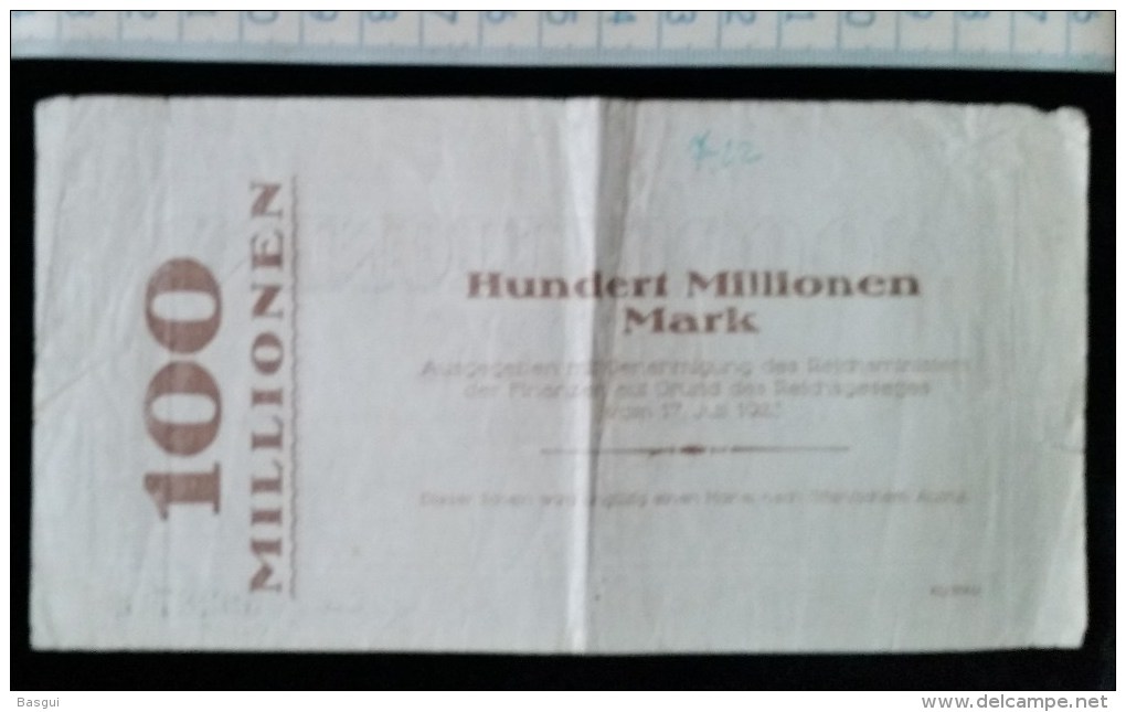 Billet, Allemagne, 100 Millionen Mark 1923 - 100 Miljoen Mark