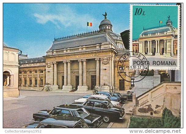 31929- BUCHAREST GREAT ASSEMBLY, PATRIARCHATE PALACE, CAR, MAXIMUM CARD, 1981, ROMANIA - Maximum Cards & Covers