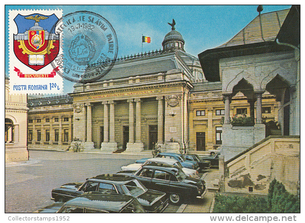 31930- BUCHAREST GREAT ASSEMBLY, PATRIARCHATE PALACE, CAR, MAXIMUM CARD, 1982, ROMANIA - Maximum Cards & Covers