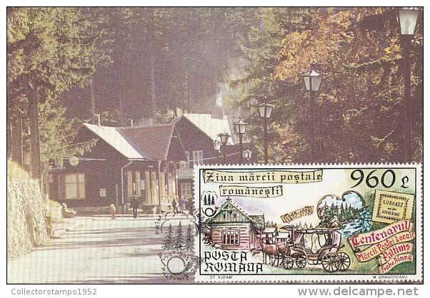 31960- ROMANIAN STAMP'S DAY, PALTINIS-HOHE RINNE, MAXIMUM CARD, OBLIT FDC, 1995, ROMANIA - Maximum Cards & Covers